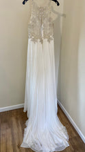 Load image into Gallery viewer, DURA100-A Ivory Plunge, High Neck Beaded Gown. Size 8