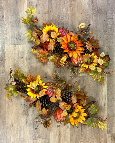 BRAC100-D Sunflower/Pine Cone Fall Swags