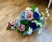 Load image into Gallery viewer, BAKE200-F Mauve &amp; Blue Bouquet + Boutonnière