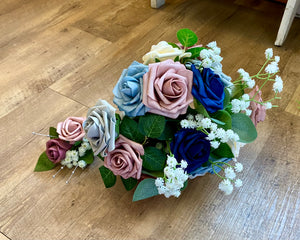 BAKE200-F Mauve & Blue Bouquet + Boutonnière