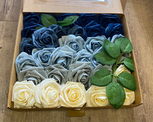 BAKE200-J Mixed Blues Foam Flowers