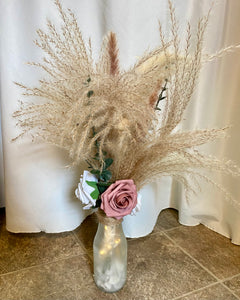 COY100-D Eucalyptus, Pampas Grass & Mauve Rose Centerpieces