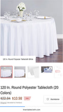 Load image into Gallery viewer, SMEG100-EA 120” White, Round Tablecloth