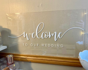 BURT100-N Clear “Welcome to our Wedding” Acrylic Sign