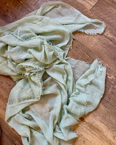 K&K Sage Green Fringe Cheesecloth