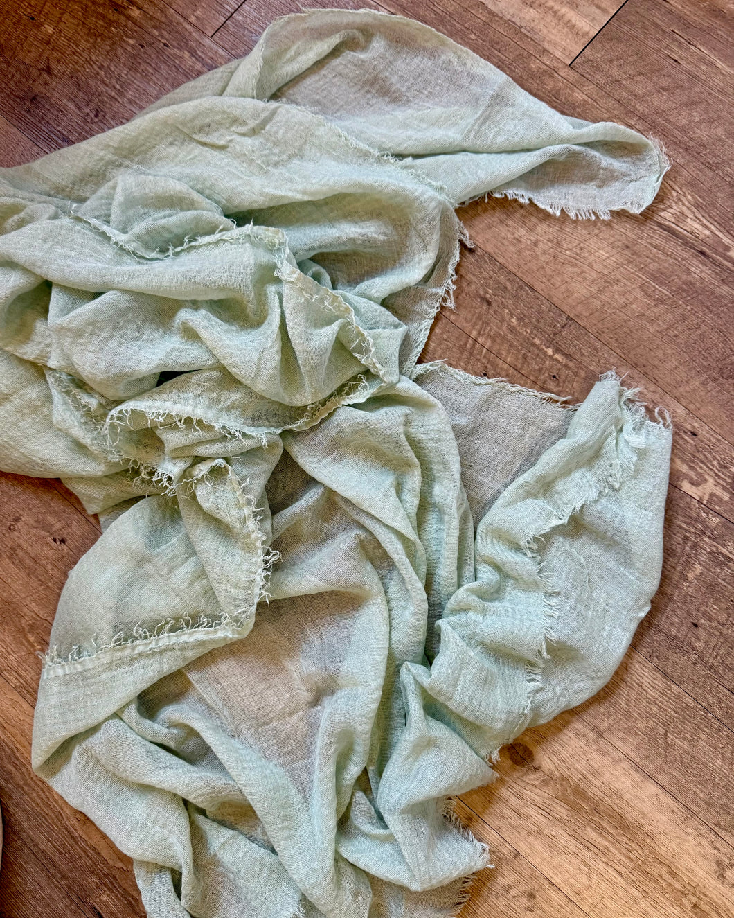 K&K Sage Green Fringe Cheesecloth