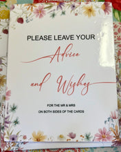 Load image into Gallery viewer, MCCU100-H “Advice &amp; Wishes” Floral Print Sign