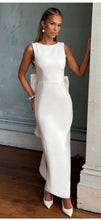 Load image into Gallery viewer, ROME100-E Ivory Pencil Dress with Pearl Detail. Size M