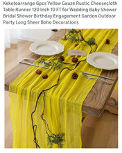 Load image into Gallery viewer, BLAN100-B 10ft Yellow Cheesecloth Table Runner