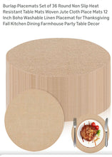 Load image into Gallery viewer, BLAN100-C 12” Round, Burlap Placemat