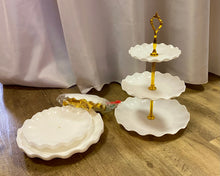 Load image into Gallery viewer, AGAG100-Q White Plastic, Tiered Dessert Stands