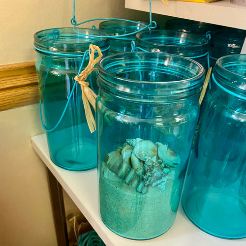 CARP100-N Turquoise Glass Jar with Hanger