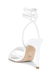 LEME100-G White Wrap-Around Strap Heels. Size 7/7.5