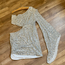 Load image into Gallery viewer, THOMPSON-K One-Shoulder Silver Rhinestone Dress. Size 3x