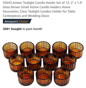 NORR100-C 12 Brown Amber Tealight Candle Holders