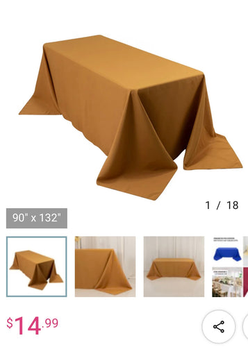 BRAC100-L Rectangular Caramel Brown Tablecloth