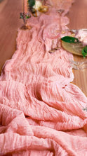 Load image into Gallery viewer, YINGLING-D Petal Pink Cheesecloth Table Runner