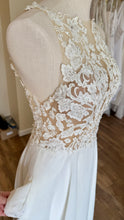 Load image into Gallery viewer, NESTOR-A Ivory Appliqué, Chiffon Gown with Pockets. Size 8P