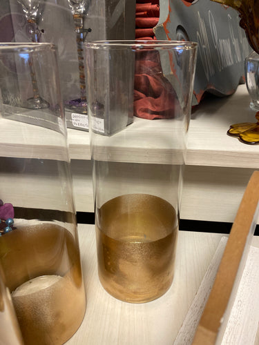 KOPI100-H 9.5” Gold Painted Cylinder Vase