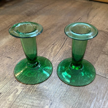 Load image into Gallery viewer, BROWN-D Vintage Green Glass Taper Candle Holders