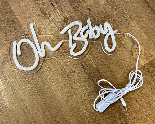 BRAC100-G White “Oh Baby” LED Sign