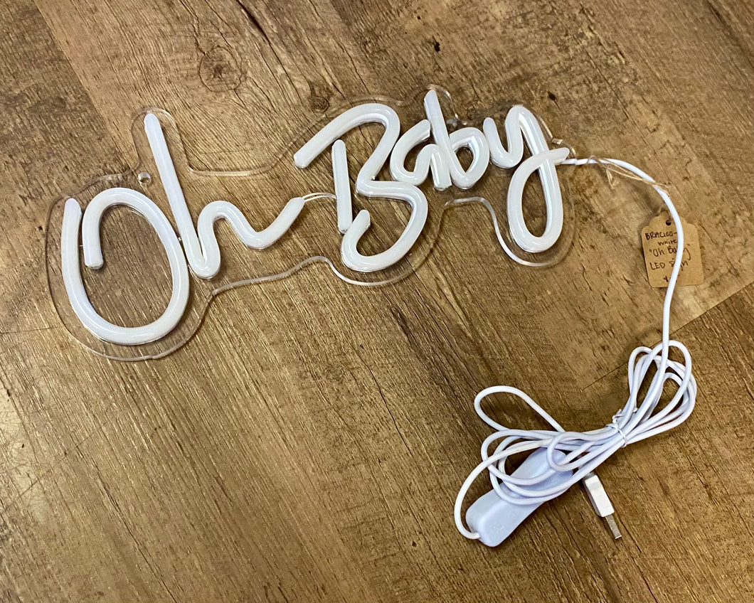 BRAC100-G White “Oh Baby” LED Sign