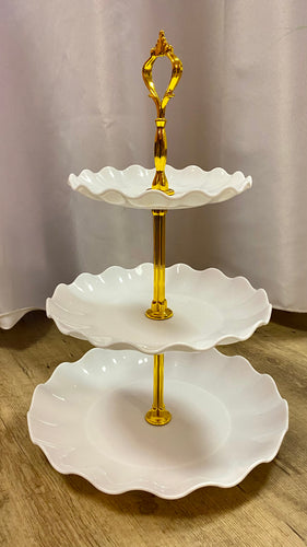 AGAG100-Q White Plastic, Tiered Dessert Stands
