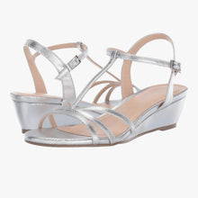 Load image into Gallery viewer, LYNN100-F Silver Sandal, Strappy Wedge. Size 8