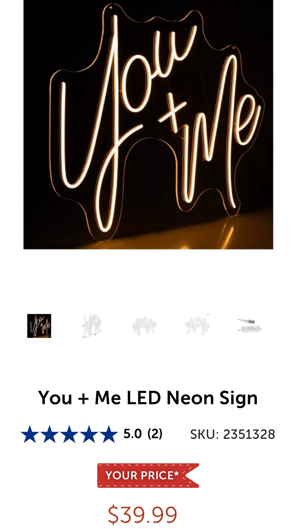 DIEH300-C LED “You + Me” Sign
