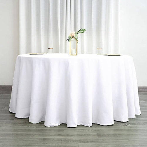 BUCK200-A 120” Round White Tablecloth