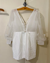 Load image into Gallery viewer, SMEG100-CK Short White Dress, Sheer Sleeves. Size L/XL