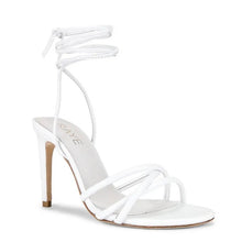 Load image into Gallery viewer, LEME100-G White Wrap-Around Strap Heels. Size 7/7.5