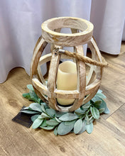 Load image into Gallery viewer, LEGO200-B Whitewash Lantern + Battery Operated Pillar Candle