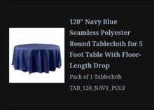 Load image into Gallery viewer, WILSON-C 120” Navy Blue Round Tablecloth