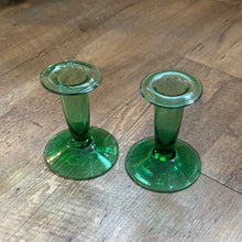 Load image into Gallery viewer, BROWN-D Vintage Green Glass Taper Candle Holders