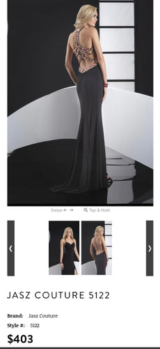 BAGL100-A Black Gown, Red/Pink Beading. Size 4