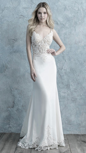 SMIT200-A Ivory Lace, Spaghetti Strap Gown. Size 12