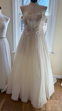 Load image into Gallery viewer, BASS100-A Strapless Gown, Purple Floral Appliqués. Size 12 NWT