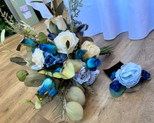 Load image into Gallery viewer, K&amp;K-AS Dusty Blue Bouquet &amp; Pocket Boutonnière