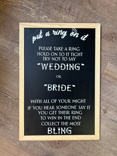 MATT100-D Bridal Shower Chalkboard “put a ring on it” Game