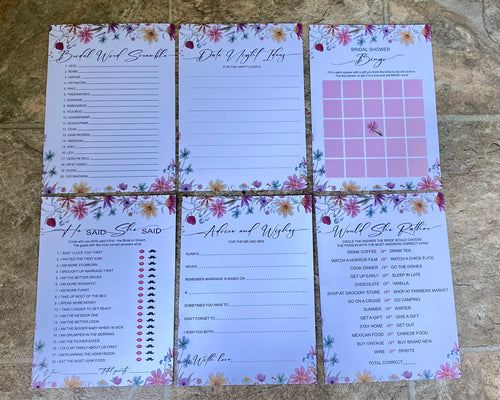 PROS100-Z Floral Print Bridal Shower Games (15 Guests)