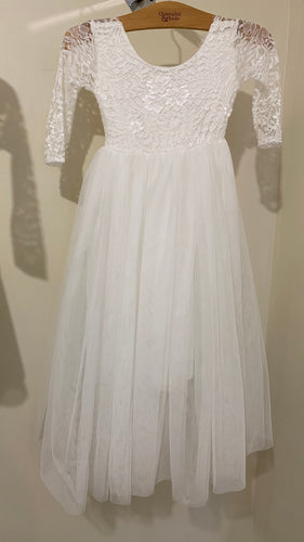 CROW100-B White Flower Girl Dress. Size 4