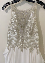Load image into Gallery viewer, DURA100-A Ivory Plunge, High Neck Beaded Gown. Size 8