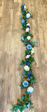 Load image into Gallery viewer, LIVI100-A Blue &amp; Pink Roses on Eucalyptus Garland