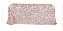 Load image into Gallery viewer, REES100-BX 90” x 156” Rose Gold Vine Sequins, Rectangular Tablecloth
