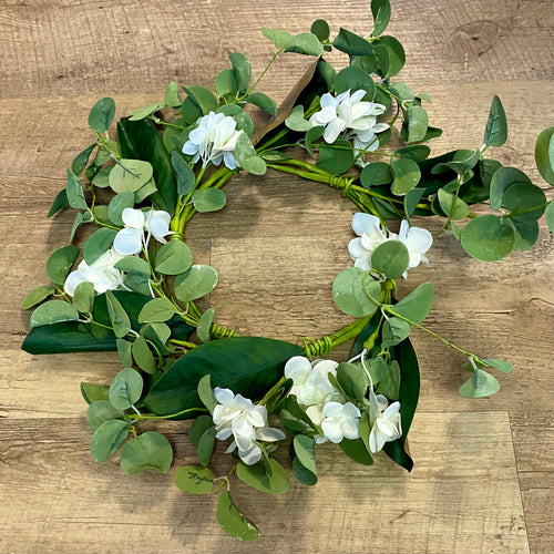 SHIM100-S White & Eucalyptus Floral Ring
