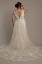 Load image into Gallery viewer, DEET- Ivory Plunge, A-Line Gown With Belt. Size 20W