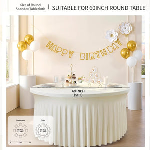 GAST200-L Round Ivory Spandex Tablecloth