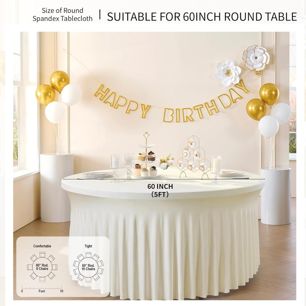 GAST200-L Round Ivory Spandex Tablecloth