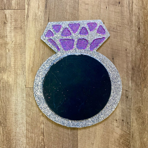 BEAN100-K Silver Glitter Chalkboard Ring
